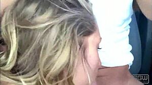 A couple enjoys road head on the bustling Las Vegas Boulevard with blowjobs and wet pussy action