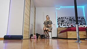 Blonde model struts in high heels during glamorous fashion show