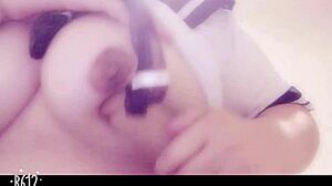 เฮ้ยสาวญี่ปุ่นชุดคอสเพลย์แตดดิลโด้ดุบนนมใหญ่หี 😈