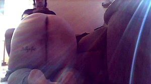 i'm on all fours giving a blowjob to my fat bbw wife, licking her ass and feet while she moans nude