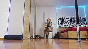 Blonde model struts in high heels during glamorous fashion show