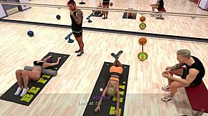 Blonde swingers dive into group blowjob and shaved anal assfucking in wild gym adventure.