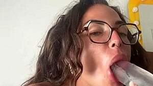 hey, check out this horny tattooed brunette's masturbation with her sex toys 😏
