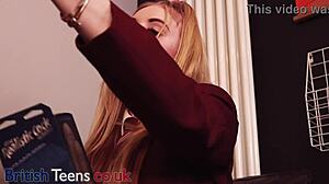 British teen squirts on machine