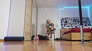 Blonde model struts in high heels during glamorous fashion show