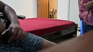 maid gives handjob while flashing ass and masturbating