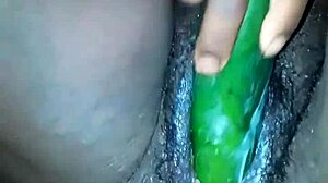 Pregnant Woman Experiments with Cucumber in Unique Food Play