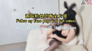 Rabbit Girl in Black Stockings Tempts, Masturbates, and Squirts