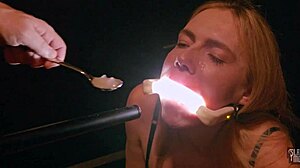 deranged rebel rhyder uh i mean filth loving girl gets frozen cum bukkake in garage punished