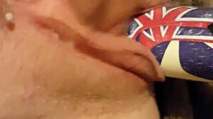 Young 18+ Lesbian Slut Stretches Shaved Pussy With Deodorant Can