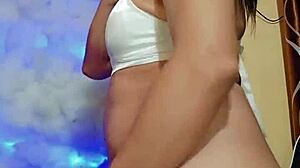 Transsexual in Pajamas Ready for Masturbation Session