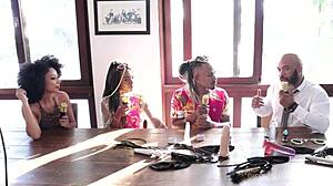 Black couple from RJ enters porn with sheer red outfits