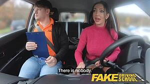 Fake Driving School Big Tits Italian Fucks Her Teachers Huge Dick In Outdoor Stockings Pov With Orgasm.