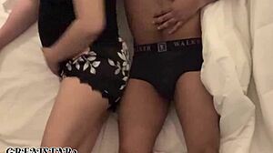 hot roommate shares bed with horny asian couple!