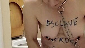 Look at this slave licking the toilets! So humiliating!