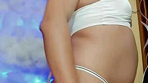 Transsexual in Pajamas Ready for Masturbation Session