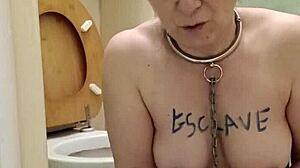 Look at this slave licking the toilets! So humiliating!