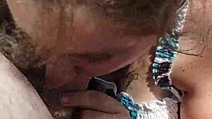 Horny BBW Gives Outdoor Blowjob in Public