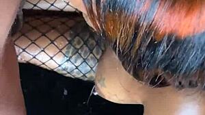 Ebony Striptease In Lace Fishnets Compilation