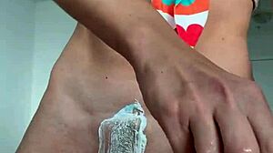 I take an outdoor shower and shave my pussy. 😊