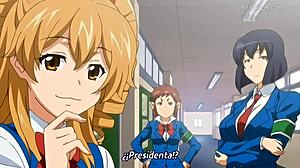 colegiala morena congiendose a los estudiantes en el ba�o