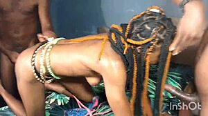 petite 18+ deepthroats and gets creampie in juicy 3some