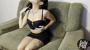 You thought I was submissive, but now you're my ashtray, tattooed Brazilian in lingerie dominating as femdom.