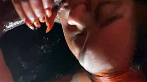 Ebony Striptease In Lace Fishnets Compilation