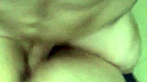 Curvy bbw handles a fat uncut monster cock until cumshot covers her big ass.