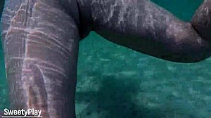 Multiple creampies in wet chubby milf pussy underwater action