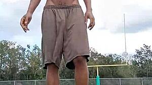 Pretty fitness roommate goes solo in dorm homemade video, looking cute and athletic