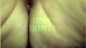 A curvy latina teen rubs her pussy then fingers her ass on the bed.