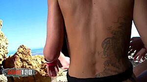 hot threesome fucking on spanish public beach?