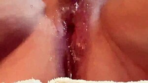 Hey, have you seen this bbw squirt hard with a glass dildo?  