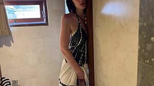 S sexy milf gives blowjob in shower, leading to real female orgasm and cumshot