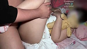 Bend over, he says to pretty big ass friend with buttplug in wet shaved pussy.