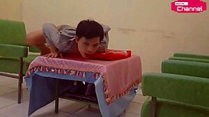 Horny chinese teen serves as mannequin fingering banana in indonesian pornstar facial scene