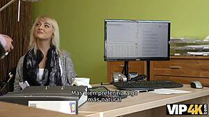 vip4k sweet blonde teen 18+ gives blowjob to naughty loan agent for cash