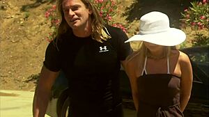 Eva Angelina deepthroats thick dick then fucks it outdoors with pussy gaping!