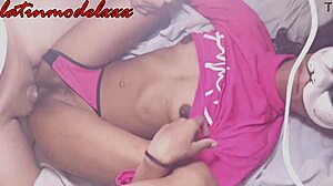 Skinny latina chick enjoys cock inside her for fans