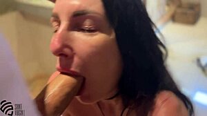S sexy milf gives blowjob in shower, leading to real female orgasm and cumshot