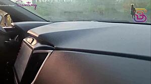 almost caught by my cop husband's cuckold seeing me with giant cock in car 😏