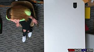 teen shoplifter hopes security guard catches her bent over