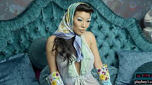 big boobs asian milf asa akira strips in solo softcore video