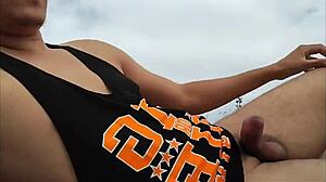 Guy on Nude Beach Spills a Lot of Milk in Amateur Sexy Scene