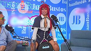 Multiple Orgasms of Eybubbles Cosplay Riding the Sybian on Juan Bustos Podcast