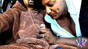 Milf Swallows Cock in Car Bear Suit