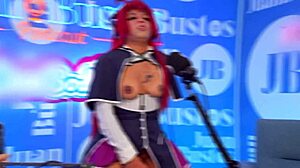 Multiple Orgasms of Eybubbles Cosplay Riding the Sybian on Juan Bustos Podcast