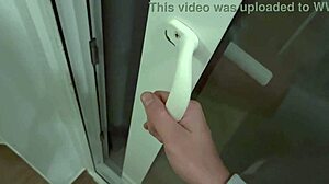 My Stepbrother Spies on Me Behind the Door During Workout