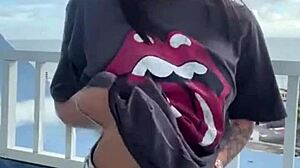 exhibitionist wife flashing tight pussy outdoors 😏